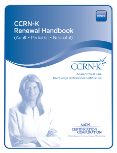 CCRN-K Renewal Handbook - American Association of Critical