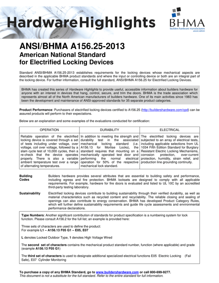 ANSI/BHMA A156.252013 Builders Hardware Manufacturers