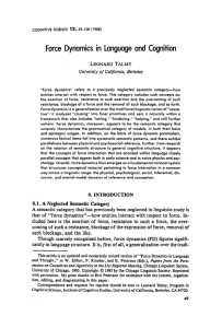 Force Dynamics in Language and Cognition