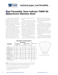 Coal Flowability Tests Indicate TIVAR® 88 Outperforms Stainless Steel