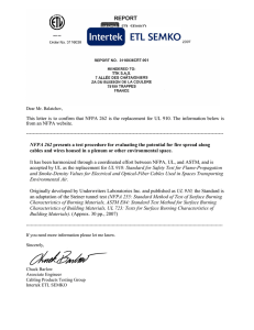 This letter is to confirm that NFPA 262 is the replacement for UL 910