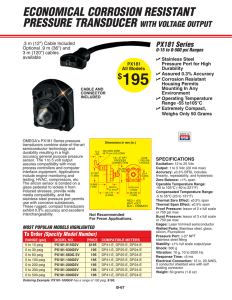 PX181 : Economical Corrosion Resistant Pressure Transducer with