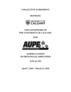 University of Calgary & AUPE Collective Agreement 2015-2018