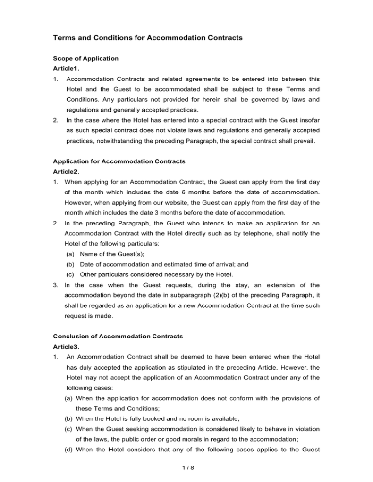 Terms and Conditions for Contracts