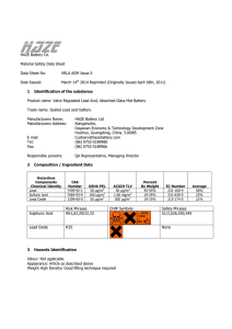HAZE Battery Co. Material Safety Data Sheet Data Sheet No: VRLA