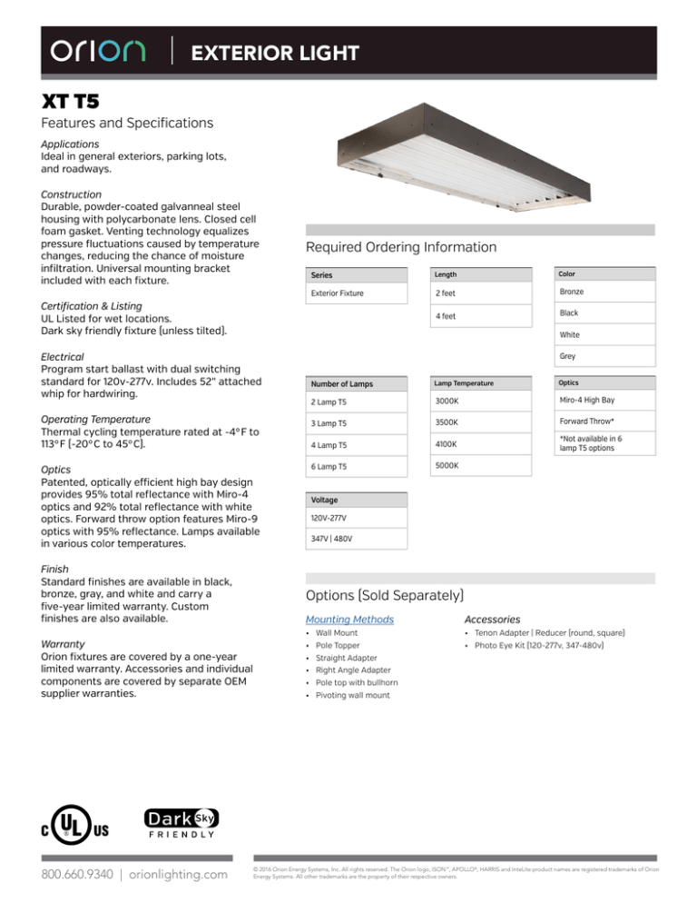 exterior light xt t5 Orion Energy Systems Inc.