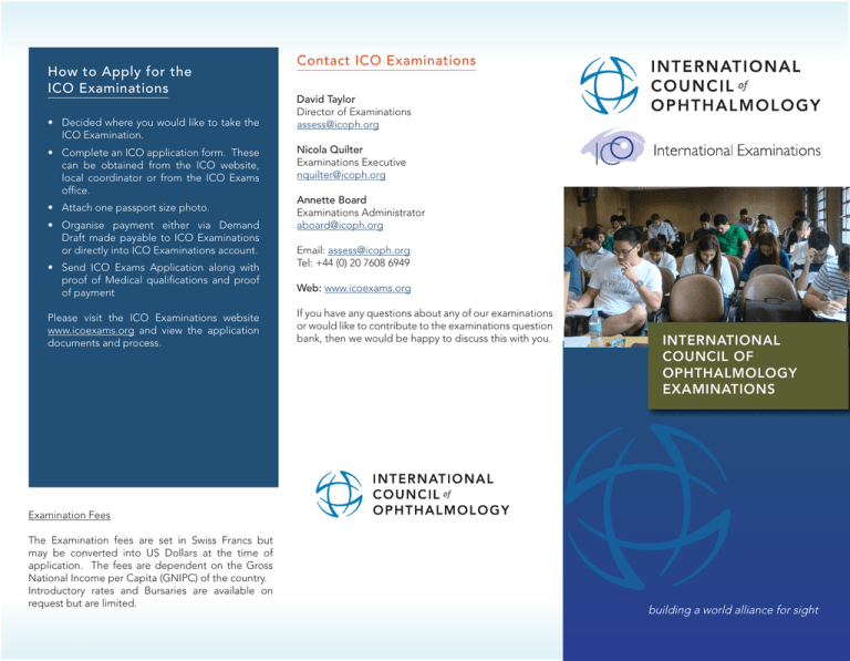 Ico Test Application ICO Exams Brochure - International Council of Ophthalmology