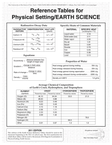 Earth Science Reference Tables: Radioactive Decay & More