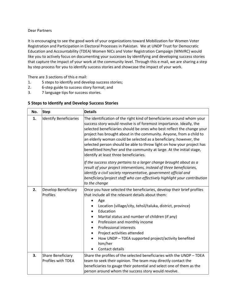 Success Story Guidelines For Partner Organizations success-story-guidelines-for-partner-organizations