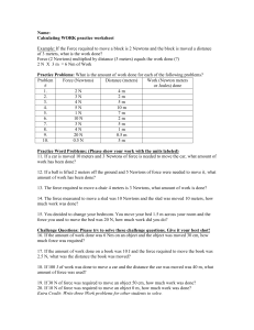 Calculating work worksheet(answer key)