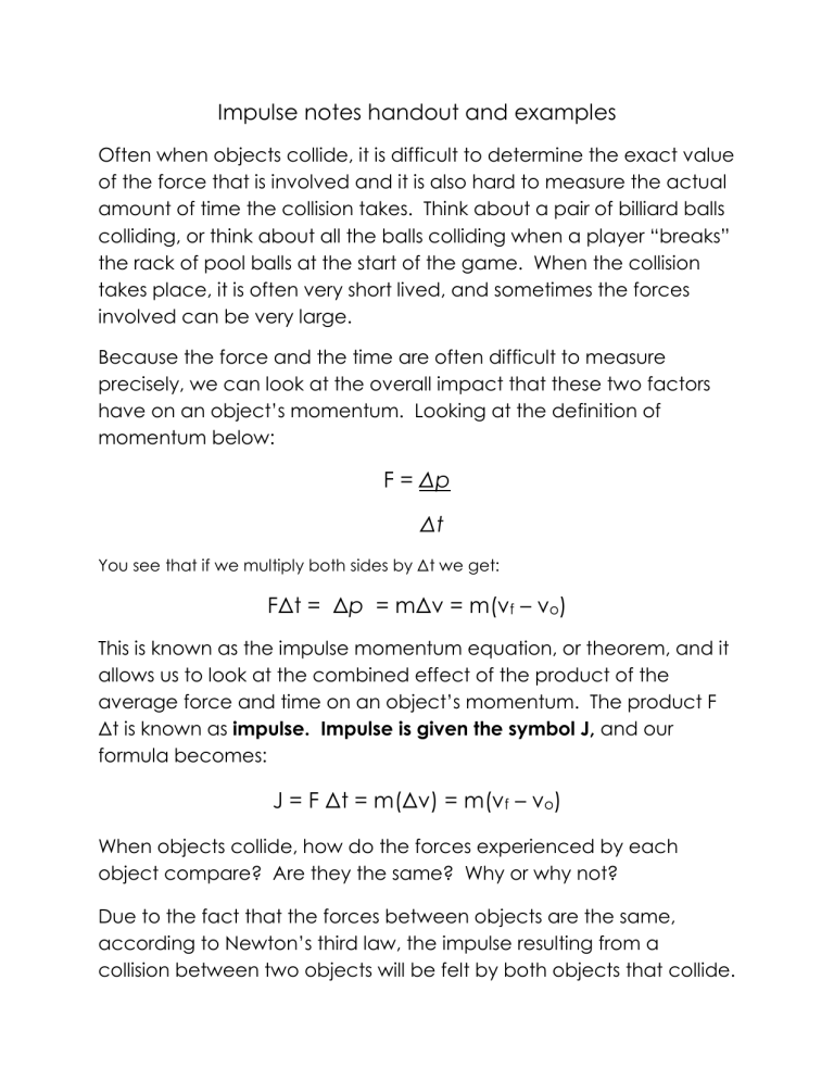Impulse notes handout and examples