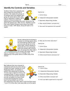 Worksheet Year 8 Science - experimental variables and data through The