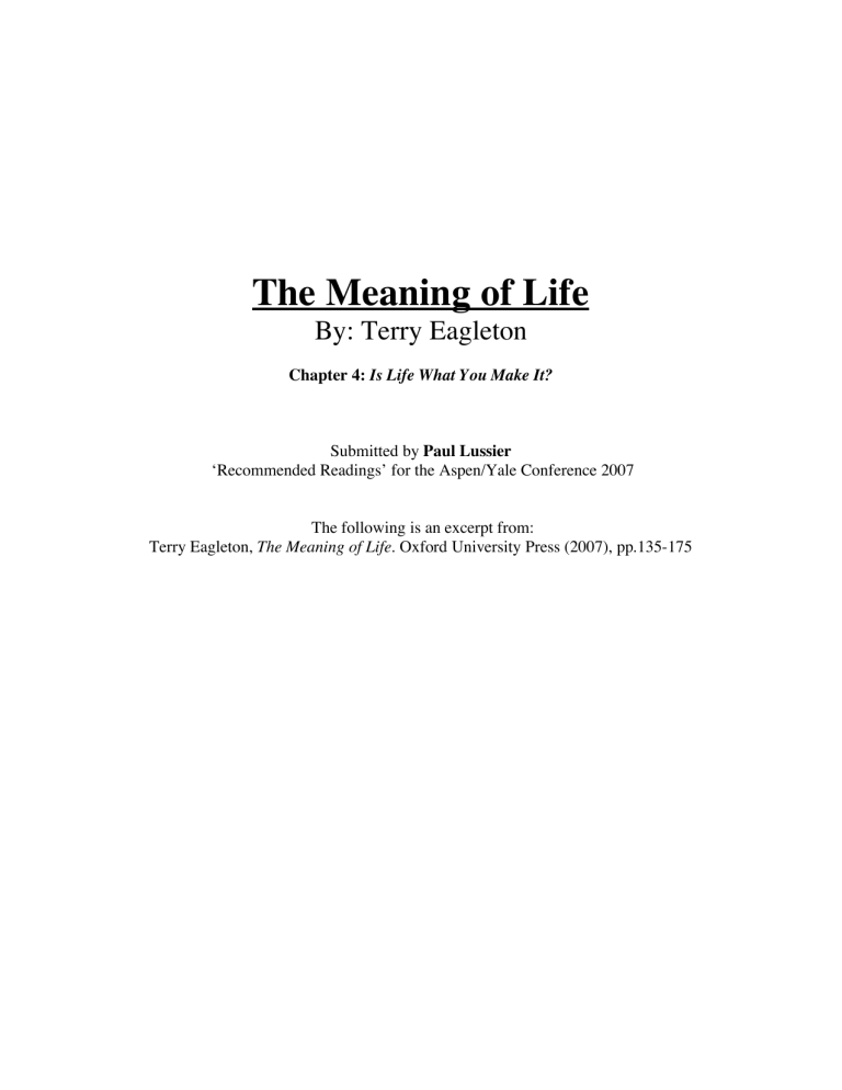 The Meaning of Life by Terry Eagleton