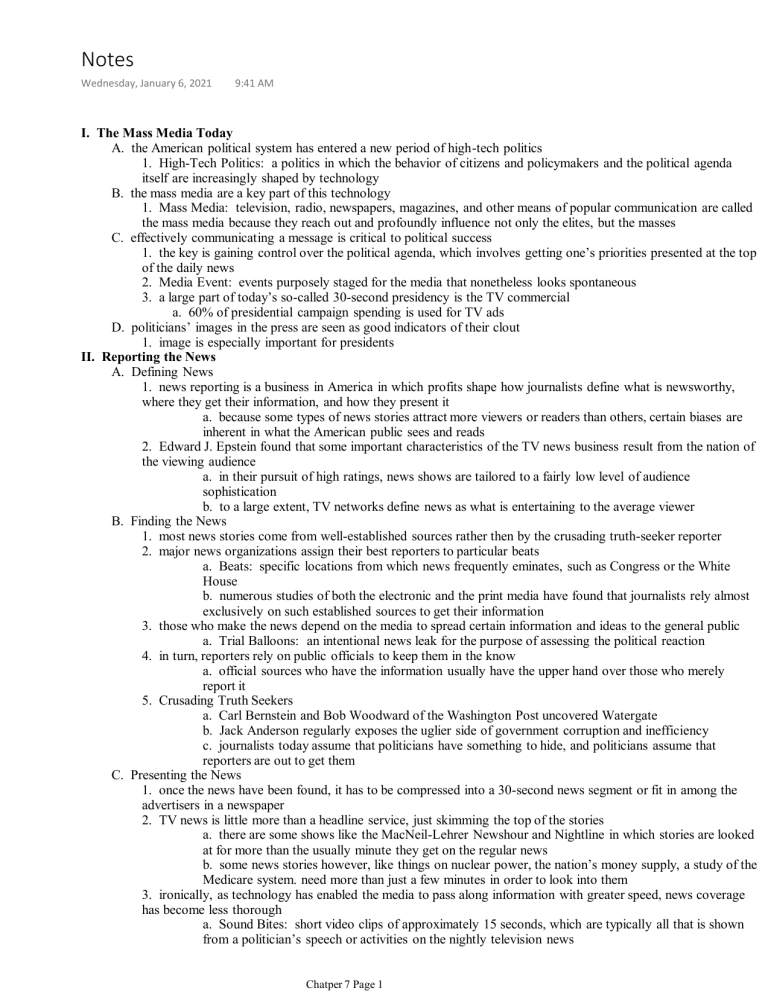 AP Gov. Chapter 7 Notes