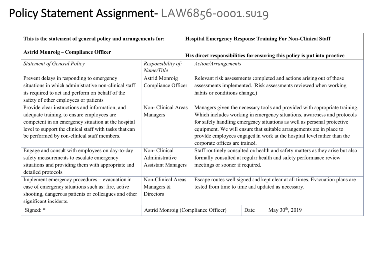 policy statement- part II