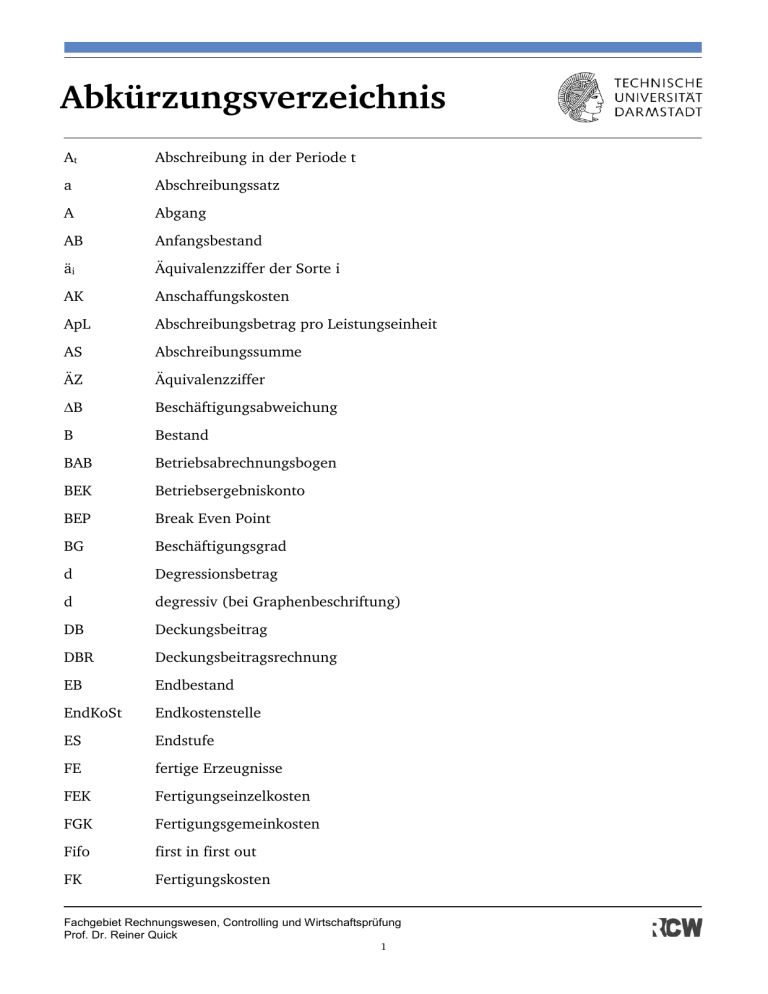Abkürzungsverzeichnis
