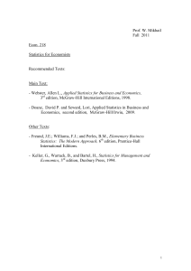 Econ 218: Statistics for Economists Course Outline