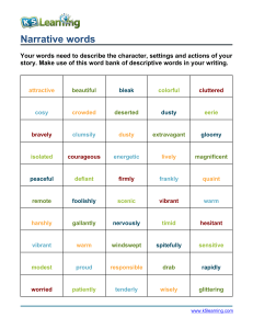 Narrative Writing Word Bank: Descriptive Words