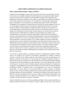 ENSAYO SOBRE LA IMPORTANCIA DE LA GENÉTICA MOLECULAR.txt