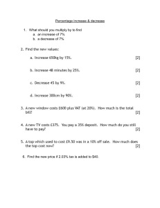 Percentage Increase & Decrease Worksheet