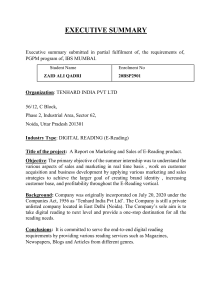 E-Reading Marketing & Sales Internship Executive Summary