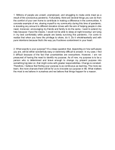 Pandemic Contribution & Purpose Reflection Essay