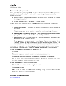 Primary Market Research Methods for GCSE Business Studies