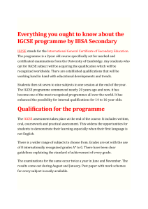 IGCSE Programme by IBSA Secondary: An Overview