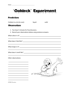 Oobleck Experiment Worksheet