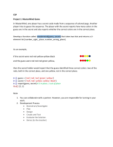 MasterMind Game Project Description