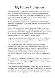 My Future Profession: Essay on Becoming an English Lecturer