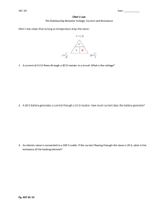Ohm's Law Worksheet: Voltage, Current, Resistance Practice