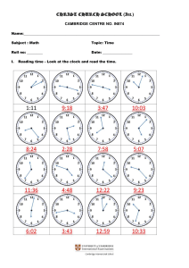 Time Worksheet: Reading Clocks, Days, Months