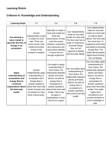 Learning Rubric: Food Webs & Ecosystems