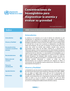 Concentraciones de hemoglobina para diagnosticar la anemia
