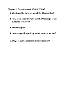 Public Speaking Quiz: Classical Era & Logos