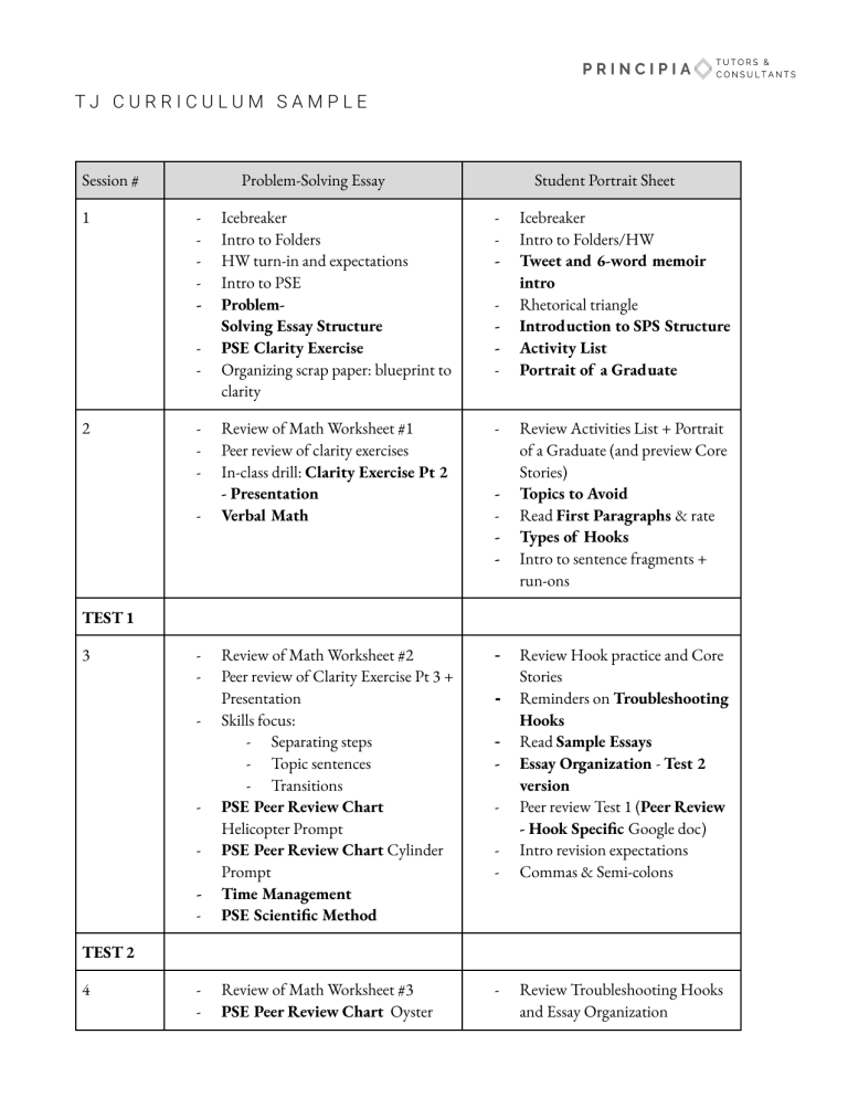 TJ Curriculum Sample