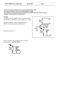Electronics II Quiz: BJT Amplifier Circuit Analysis