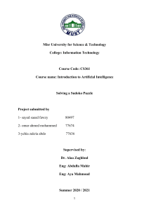 Sudoku Solver AI Project Report