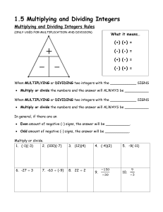 1.5 Multiplying and Dividing Integers Guided Notes