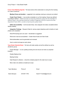 Value Based Health Project Meeting Agenda