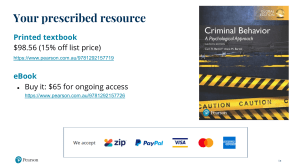 Criminal Behavior Textbook: Psychological Approach