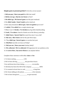 Simple Past vs. Present Perfect Worksheet