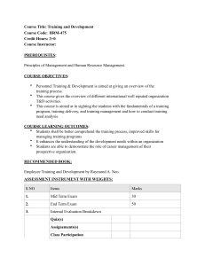 Training & Development Course Syllabus (HRM-475)