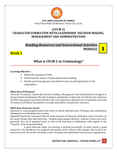 CFLM 2 Module: Character, Leadership, Management