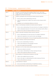 IGCSE World Literature: Critical Essay Assessment Criteria