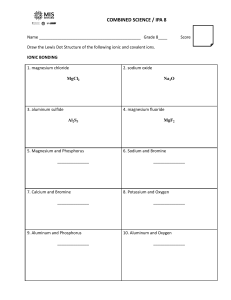 Lewis Dot Structures: Ionic & Covalent Bonding Worksheet
