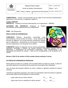 Taller Títulos y Valores SENA: Producción de Documentos
