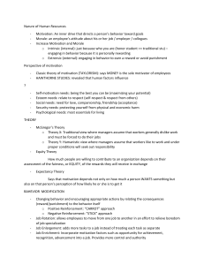 Human Resources: Motivation & Morale Theories