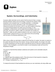 Calorimetry Lab Worksheet: Thermodynamics Experiment
